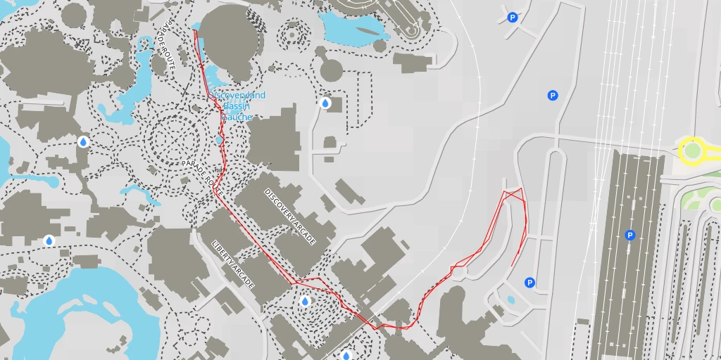 Map of the trail for Parc Disneyland - Boulevard du Grand Fossé