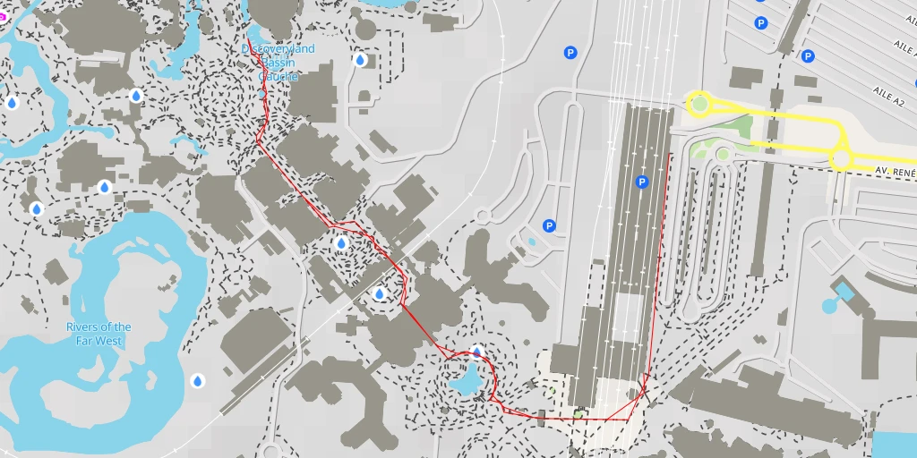 Map of the trail for Parc Disneyland - Boulevard du Grand Fossé