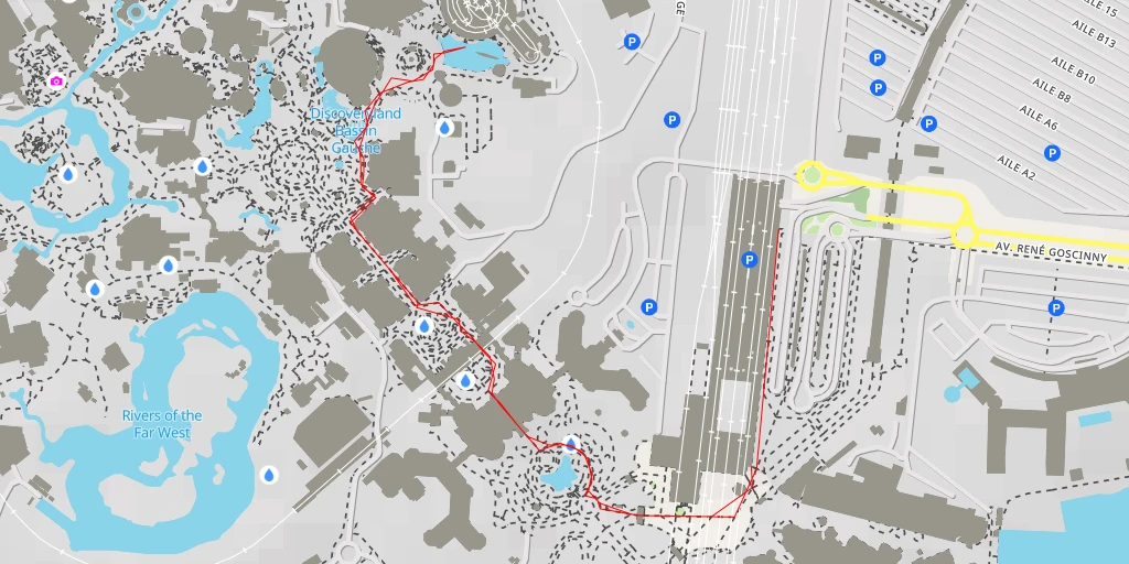 Carte de l'itinéraire :  Parc Disneyland - Boulevard du Grand Fossé