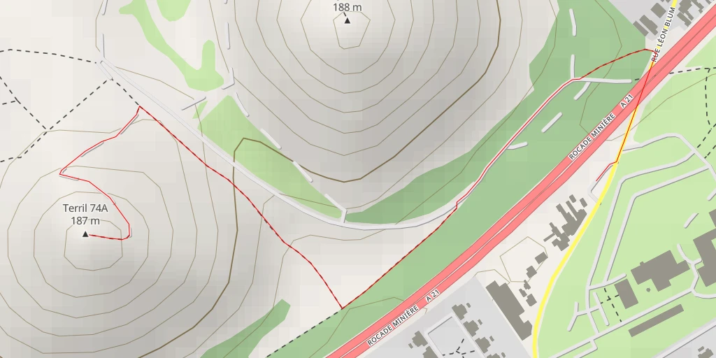 Map of the trail for AI - Terril 74A