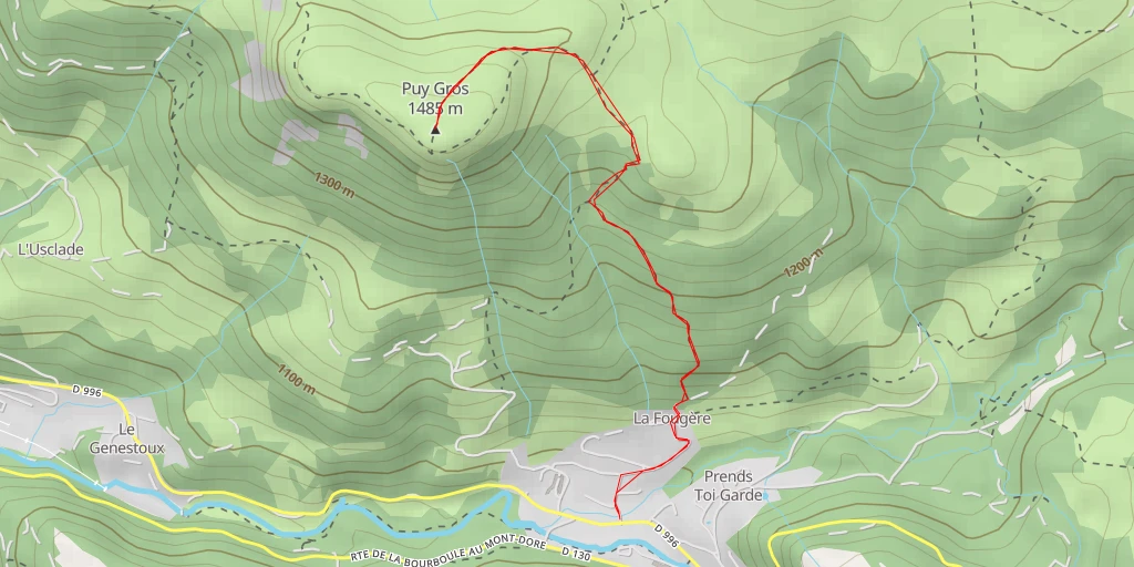 Map of the trail for Puy Gros