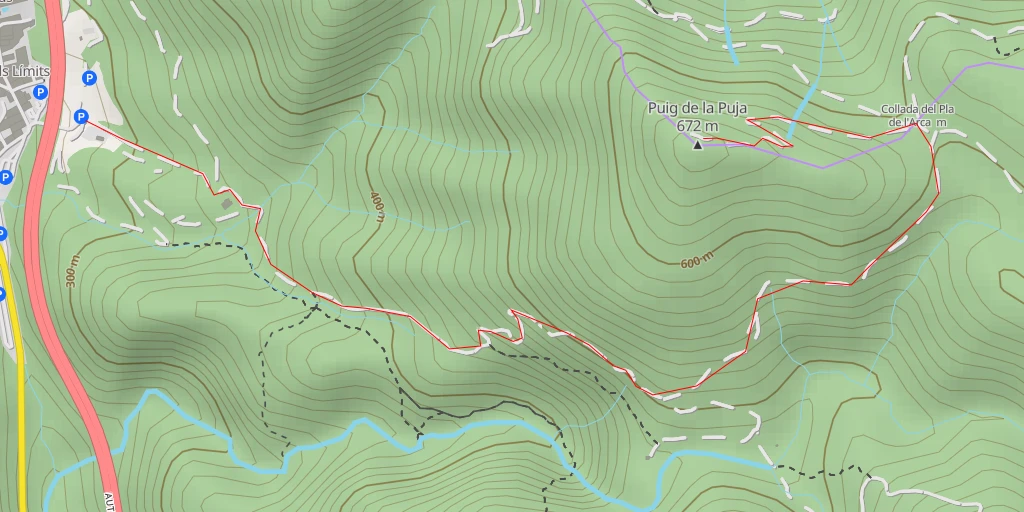 Carte de l'itinéraire :  Puig de la Puja