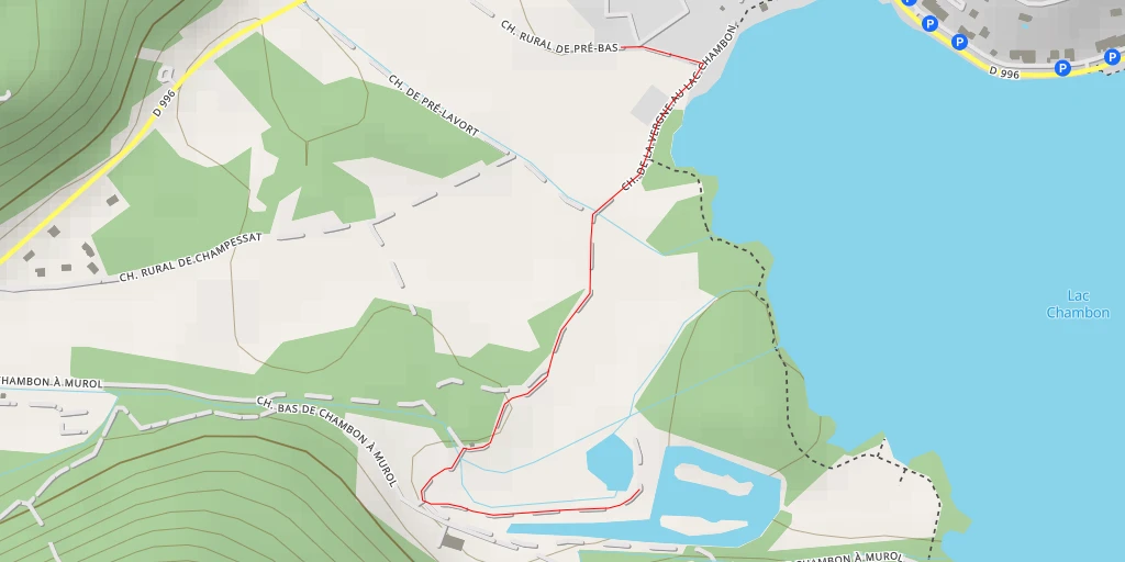 Map of the trail for Chemin Bas de Chambon à Murol - Chemin Bas de Chambon à Murol