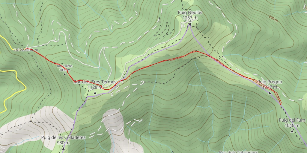 Carte de l'itinéraire :  Coll Pregon