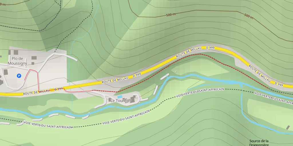 Carte de l'itinéraire :  Voie Verte du Saint-Affricain - Voie Verte du Saint-Affricain