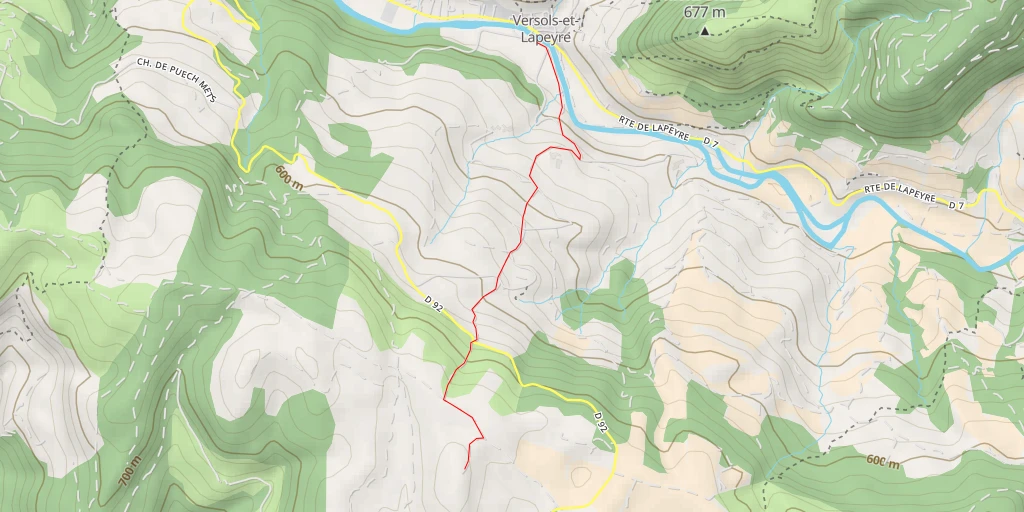 Carte de l'itinéraire :  Puech de Mourray