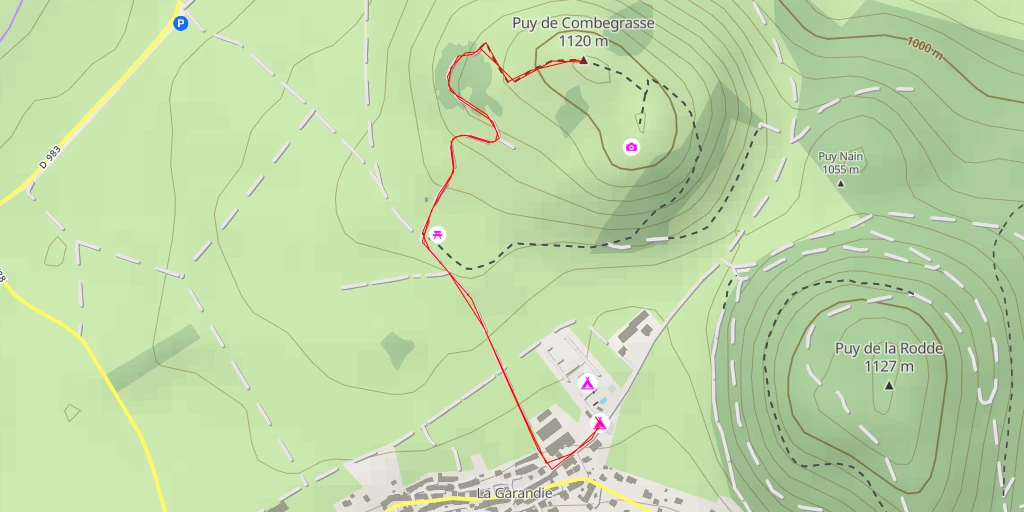 Map of the trail for Puy de la Combegrasse