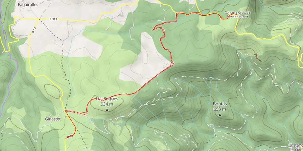 Carte de l'itinéraire :  D 53 - D 53