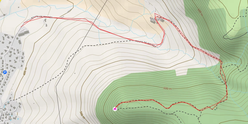 Carte de l'itinéraire :  Route de Mayrès