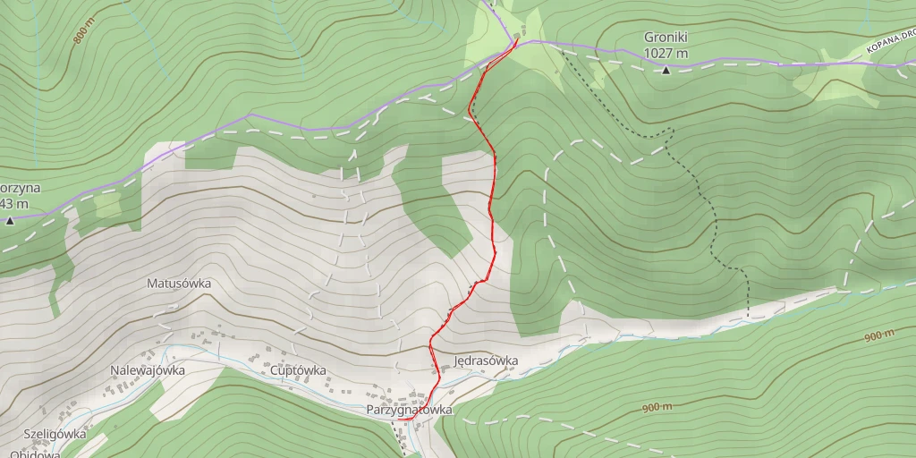 Carte de l'itinéraire :  Schronisko PTTK na Starych Wierchach