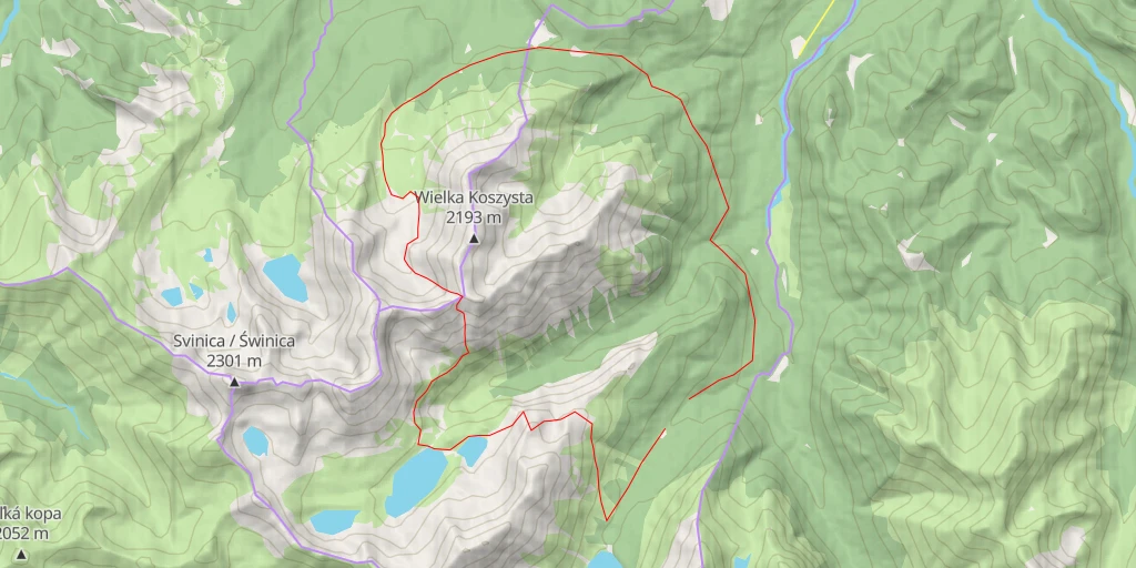 Carte de l'itinéraire :  Czerwony Staw