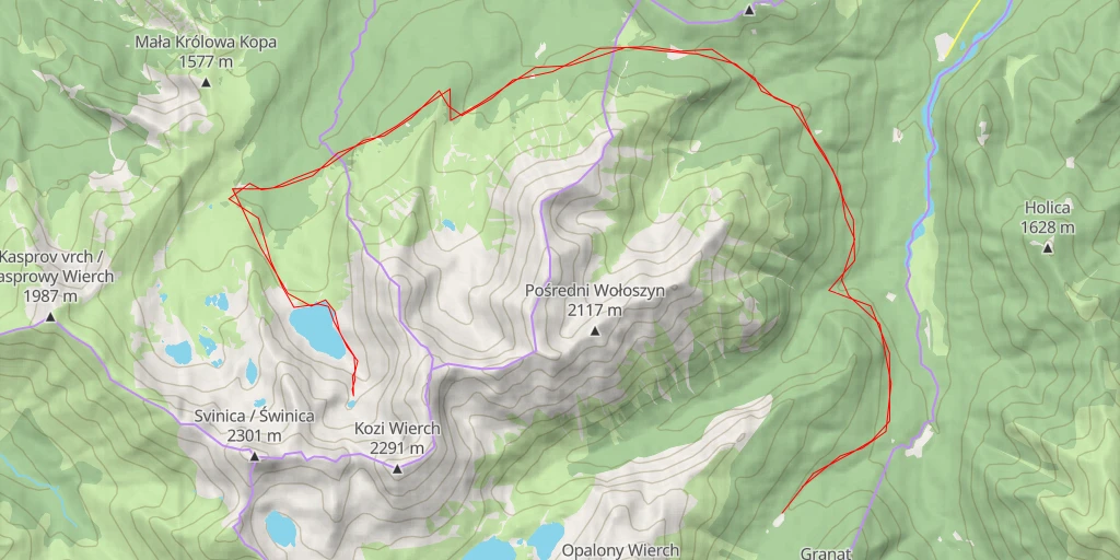 Map of the trail for Zmarzły Staw Gąsienicowy