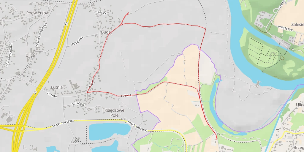 Carte de l'itinéraire :  Traczy - Kraków