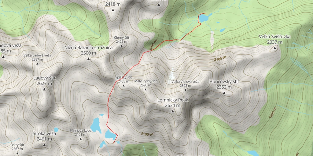 Carte de l'itinéraire :  Téryho chata