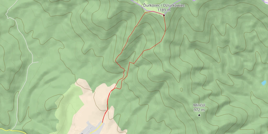 Map of the trail for Ďurkovec