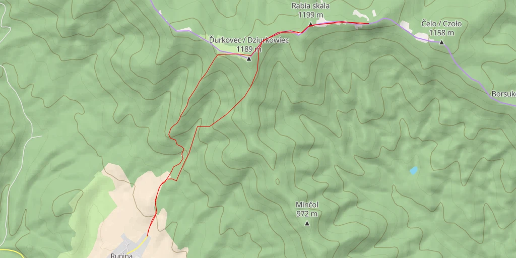 Map of the trail for Jarabá skala / Riaba Skała