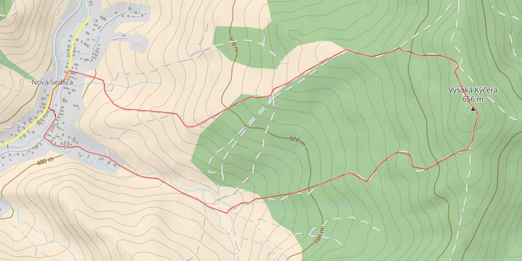 Map of the trail for Vysoká Kýčera