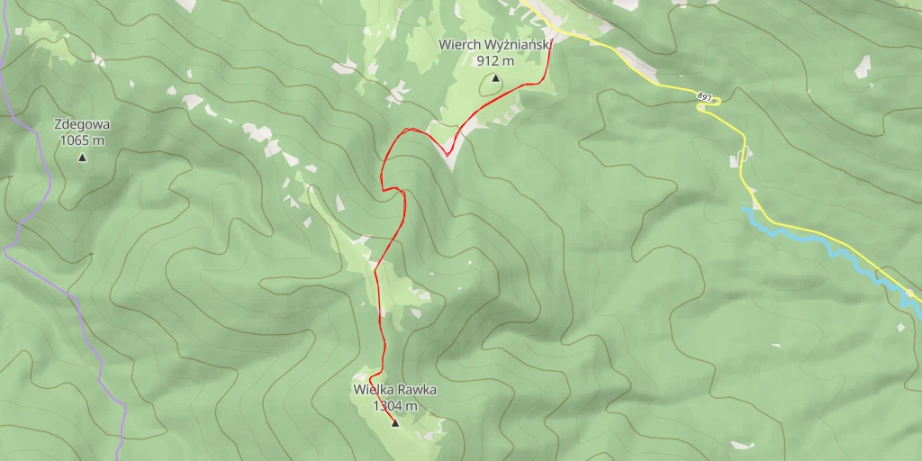 Map of the trail for Wielka Rawka