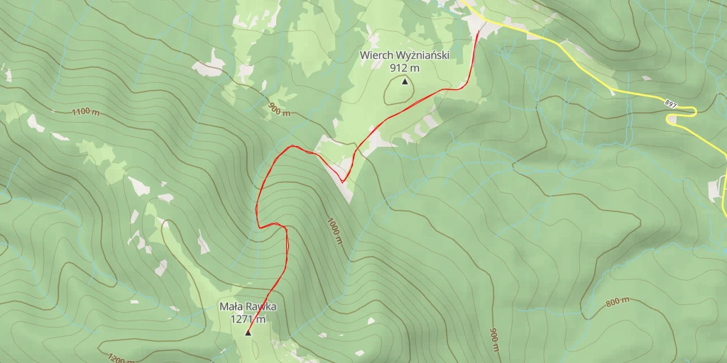 Map of the trail for Mała Rawka