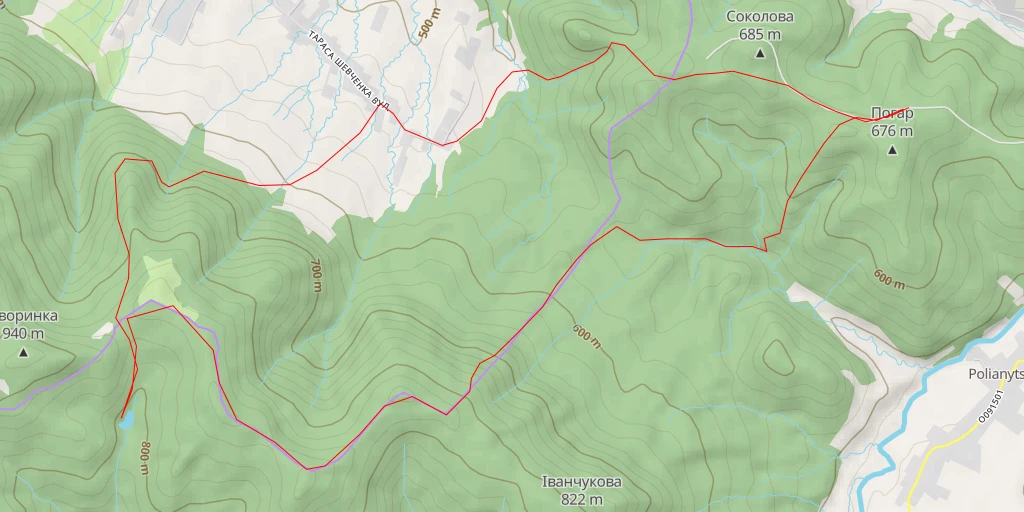 Map of the trail for Поляницьке