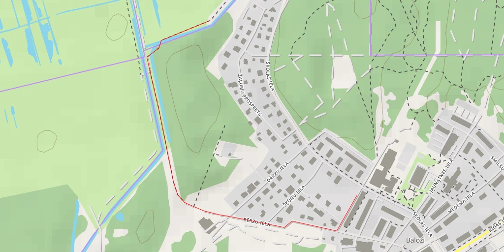 Map of the trail for Zaļumu prospekts