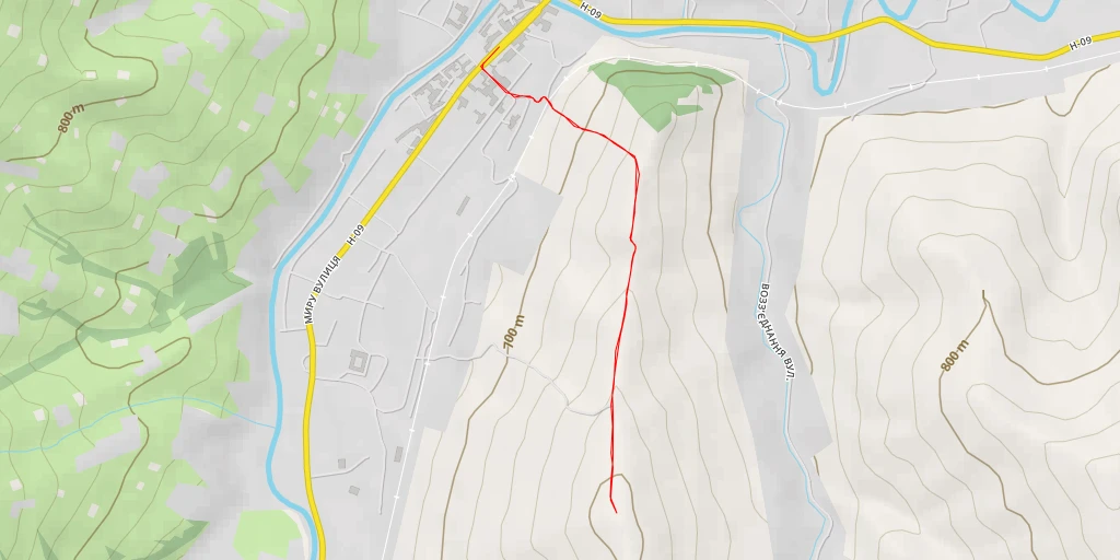 Map of the trail for вулиця Воззʼєднання