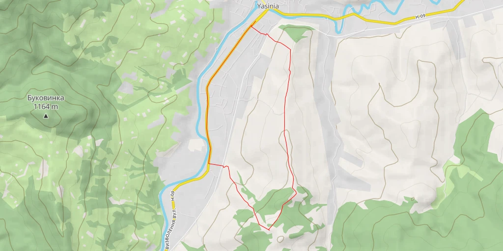 Map of the trail for вулиця Воззʼєднання