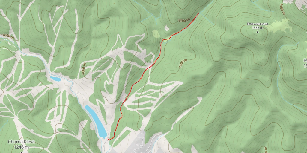 Map of the trail for Заводь "Вільчинець" - Буковель - пл. Томнатик