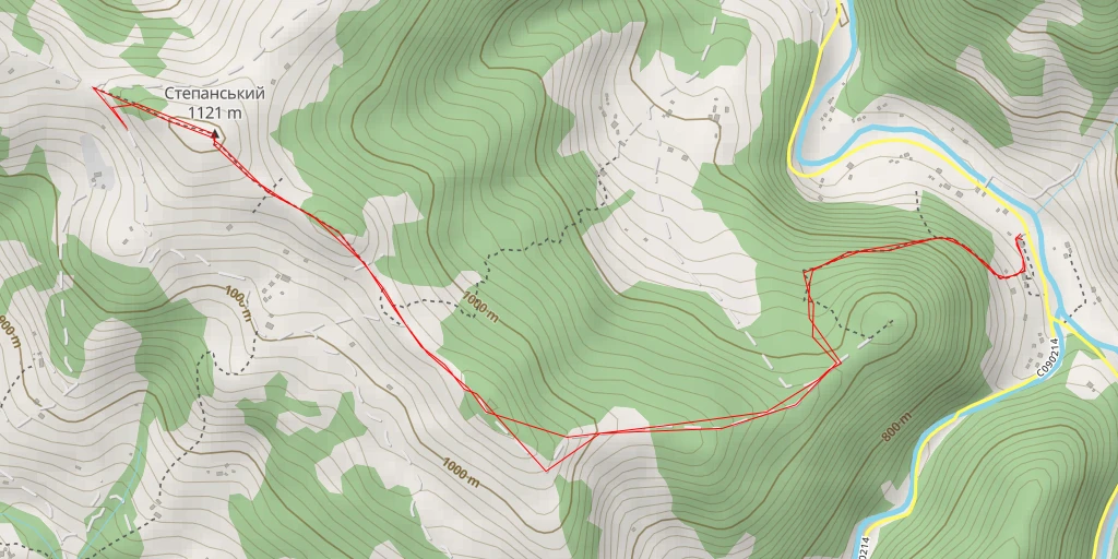 Map of the trail for Найкращий вид на село Дземброня - Стежка до монастиря