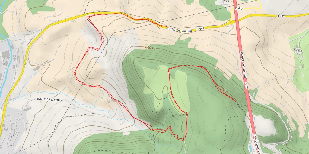 Map of the trail for Viaduc de Millau