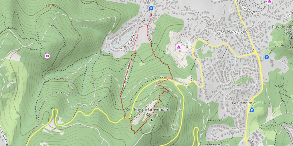 Map of the trail for Puy de Gravenoire