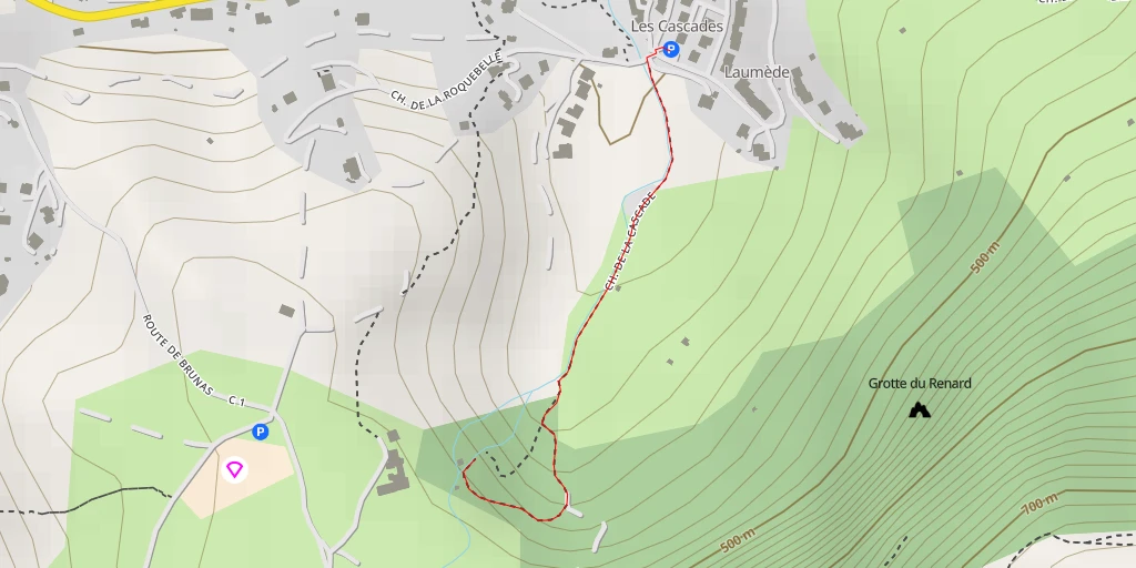 Carte de l'itinéraire :  Cascade de l'Homède