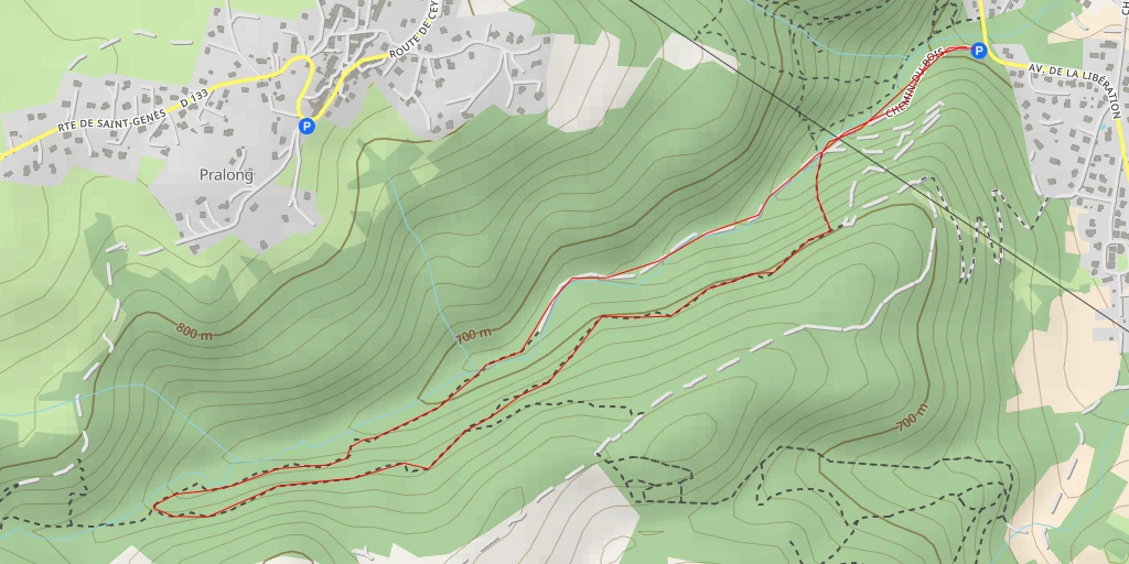 Map of the trail for Cascade de Samson