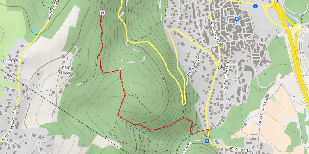 Map of the trail for Route de Berzet - Saint-Genès-Champanelle