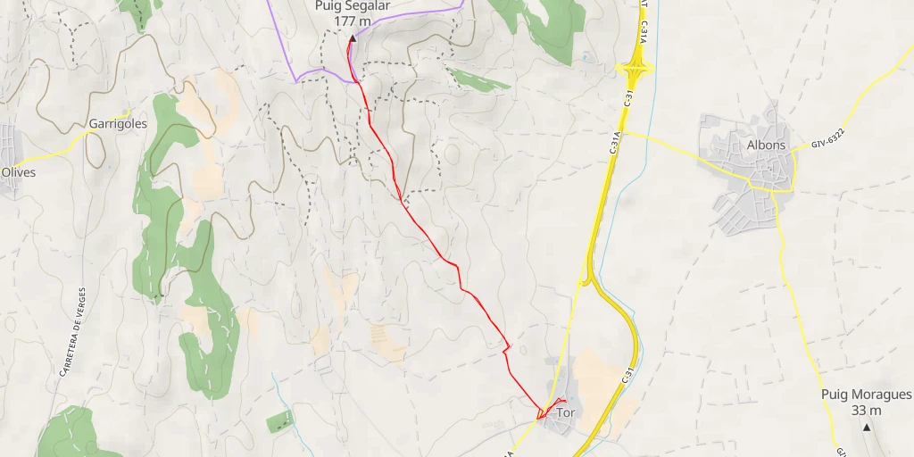 Map of the trail for Puig Segalar