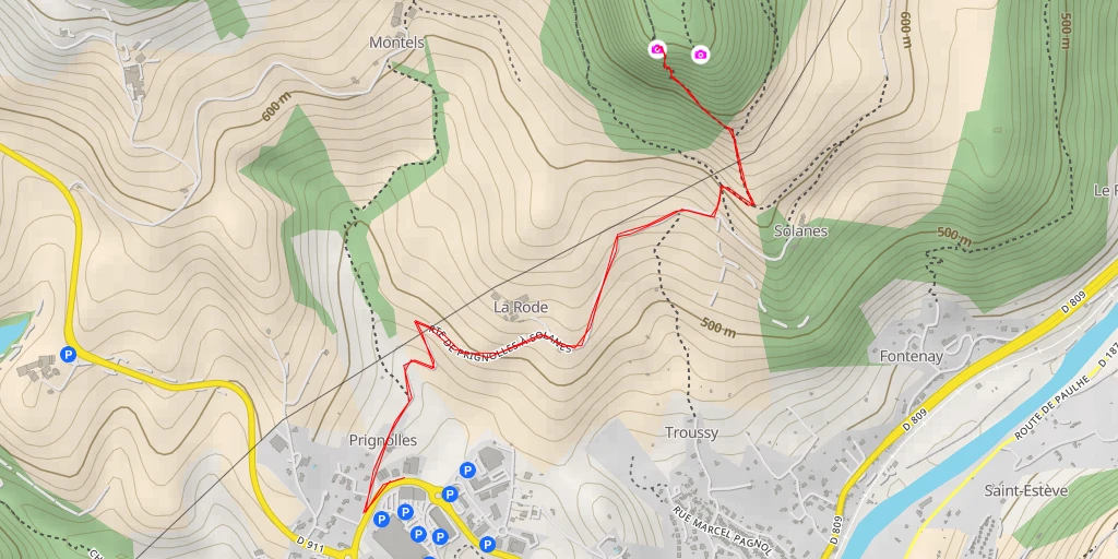 Map of the trail for AI - Cap barré de Solanes - Millau