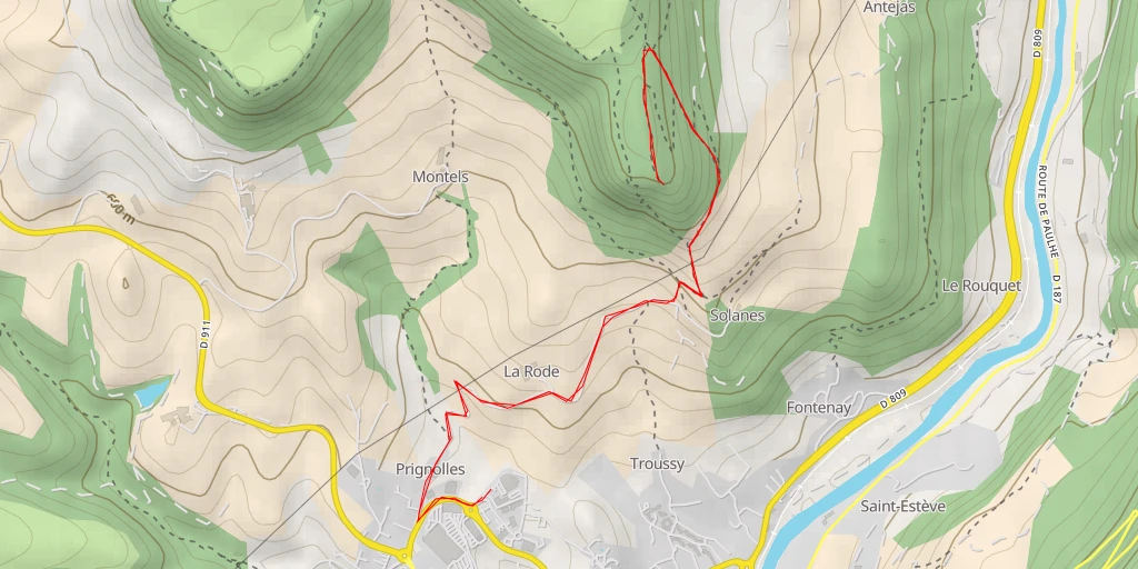 Map of the trail for AI - Cap barré de Solanes - Millau