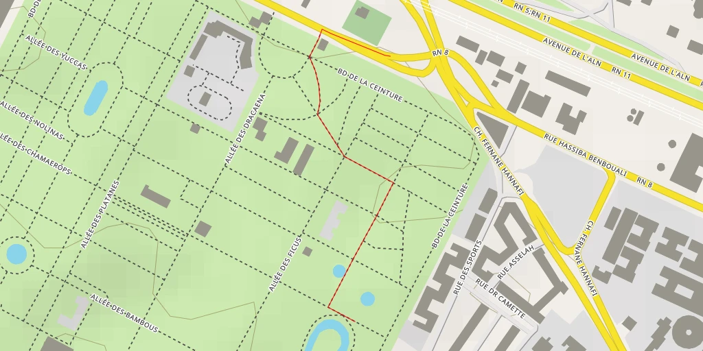 Map of the trail for Écosystème Humide - Allée des Chamaerops