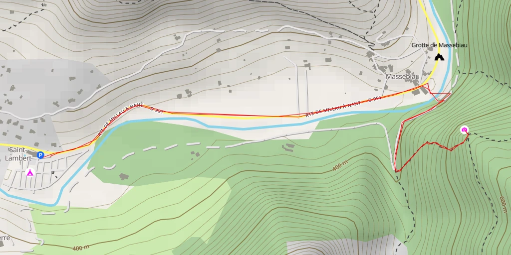 Carte de l'itinéraire :  Route de Millau à Nant