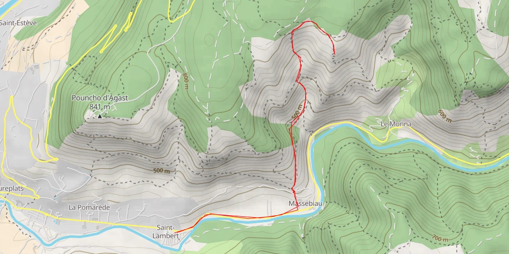 Carte de l'itinéraire :  Sentier du Cade