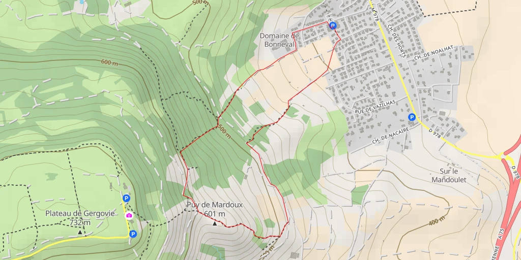 Map of the trail for Puy de Mardoux