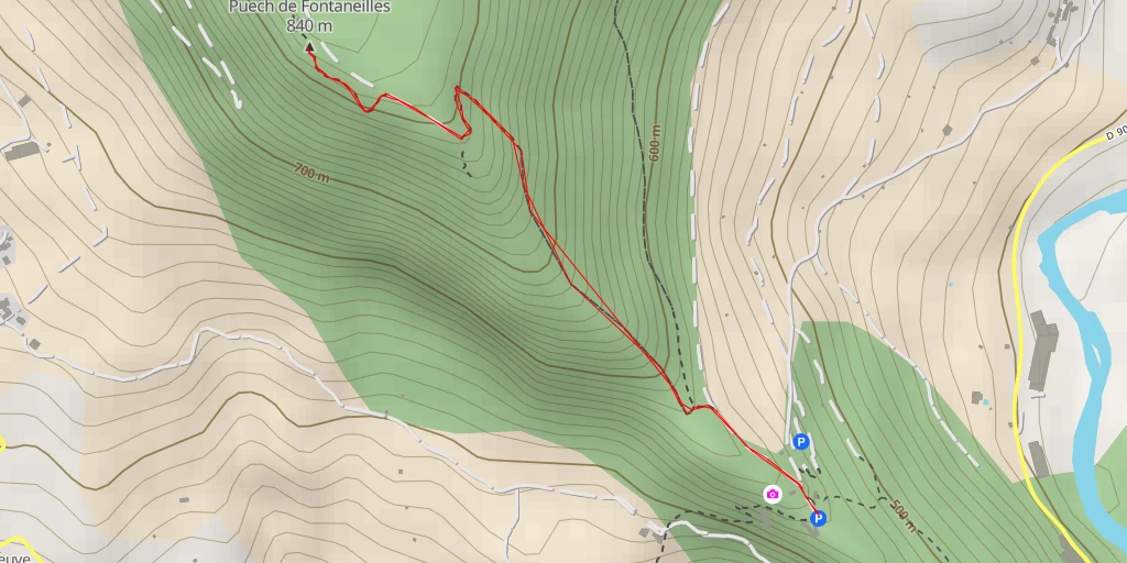 Carte de l'itinéraire :  Puech de Fontaneilles