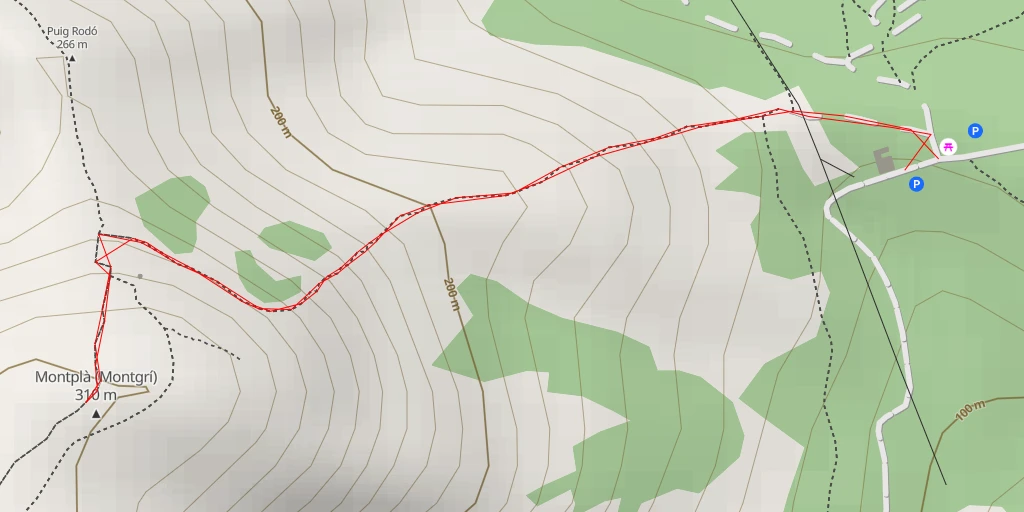 Map of the trail for Montplà (Montgrí)