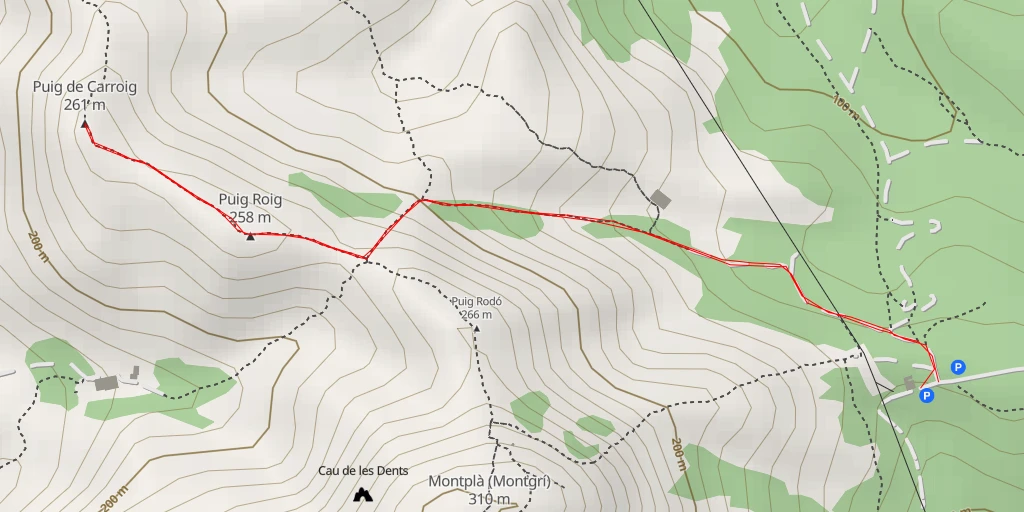 Map of the trail for Puig de Carroig