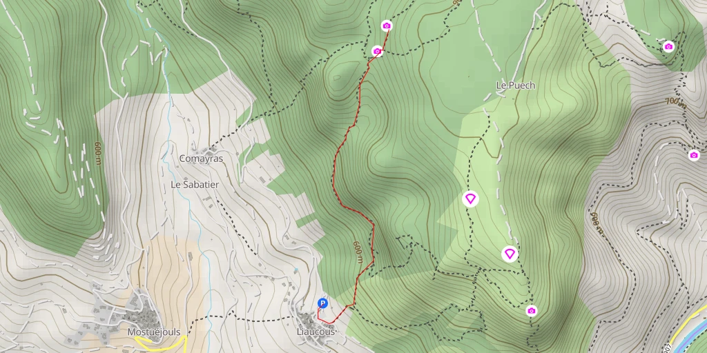 Map of the trail for AI - Chemin des Malènes - Mostuéjouls