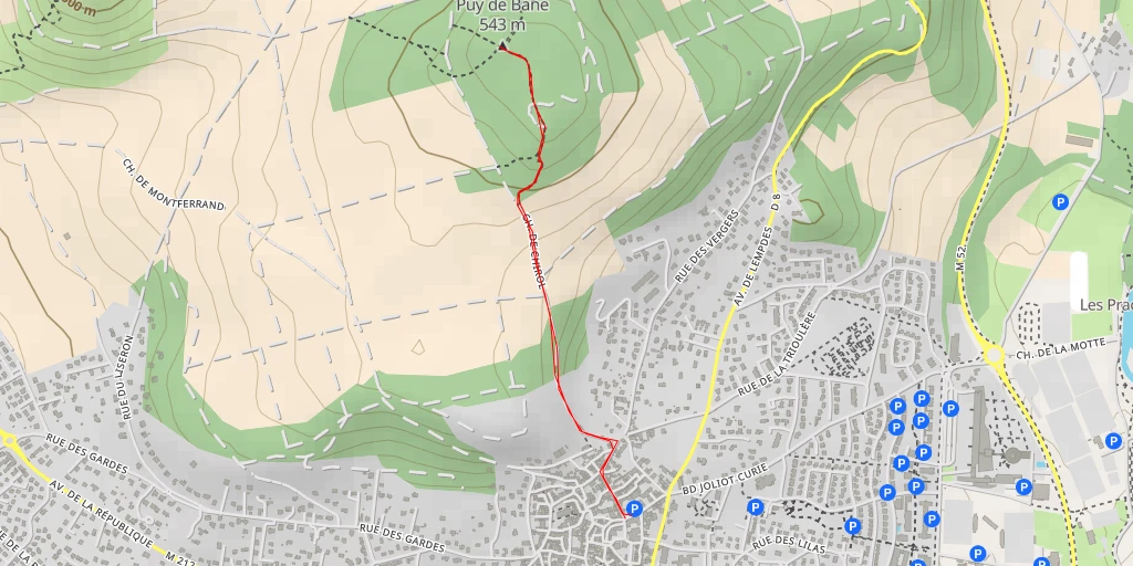 Map of the trail for Puy de Bane