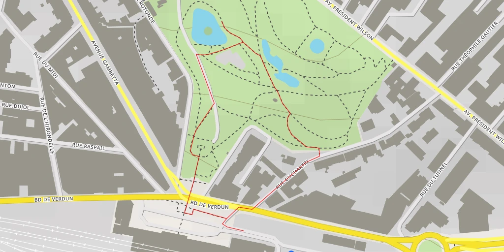 Carte de l'itinéraire :  Jardin du Plateau des Poètes - Rue Bayard