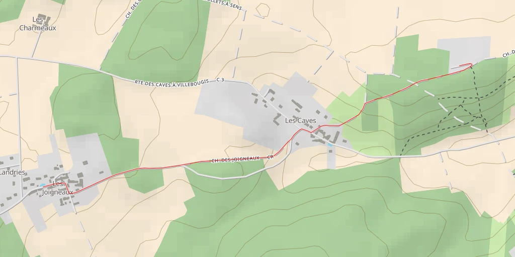 Carte de l'itinéraire :  Route des Caves aux Joigneaux