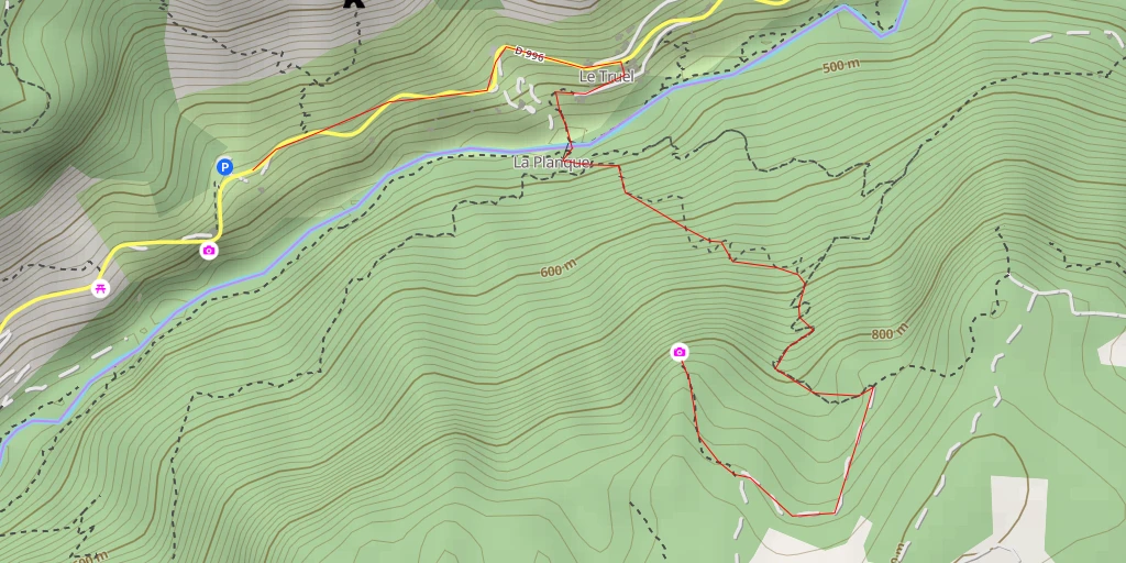 Map of the trail for AI - La Planque - Veyreau