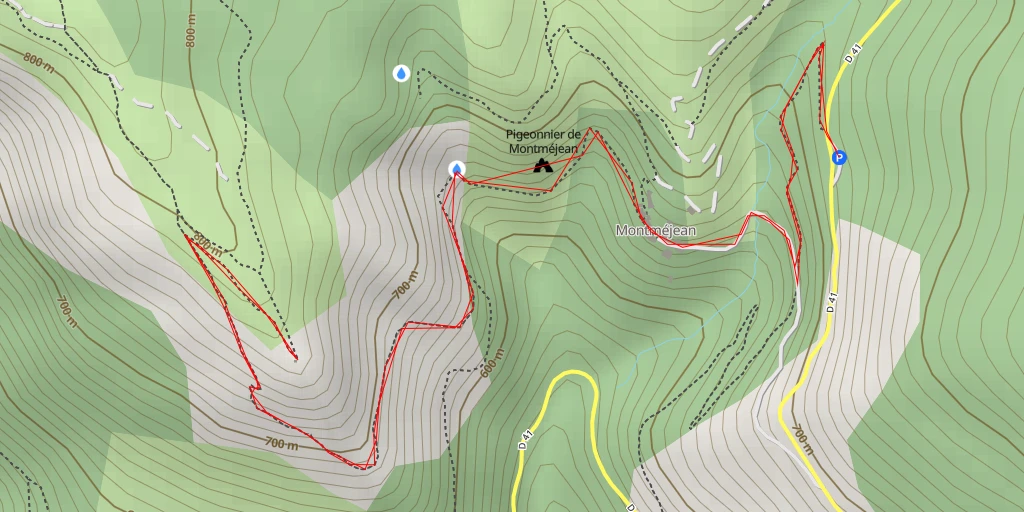 Map of the trail for AI - Font de Montméjean - La Roque-Sainte-Marguerite